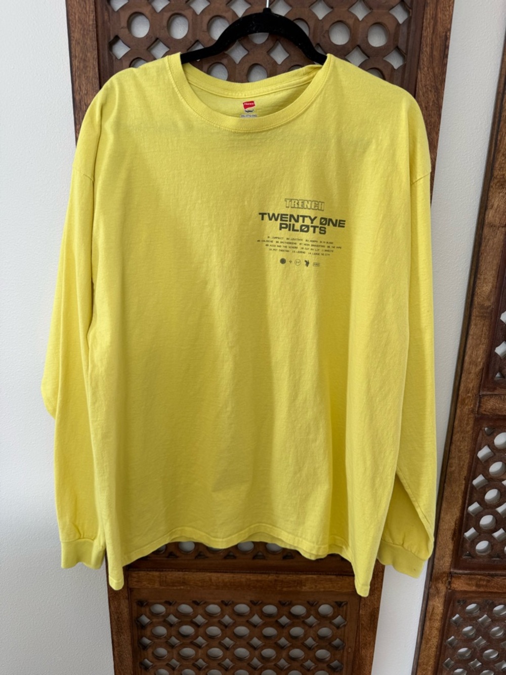 Hanes Long Sleeve Tee - Bright Yellow - Twenty One Pilots Graphic